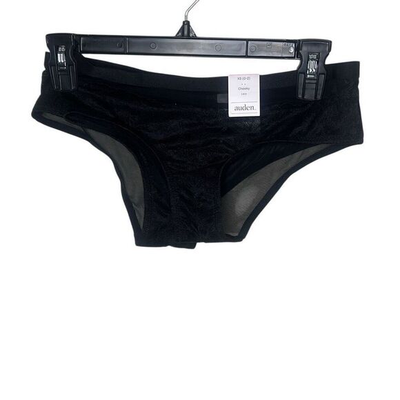 Set of 2 Auden Women’s Size XS Cheeky Mesh Lace Bottoms Black See Through NWT - Picture 4 of 4